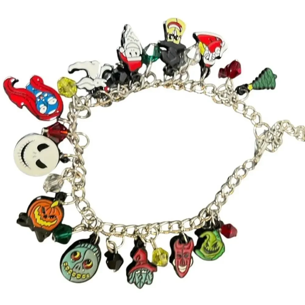DISNEY NIGHTMARE BEFORE CHRISTMAS CHARM BRACELET 8’-9.5’ SKELLINGTON‎ SALLY